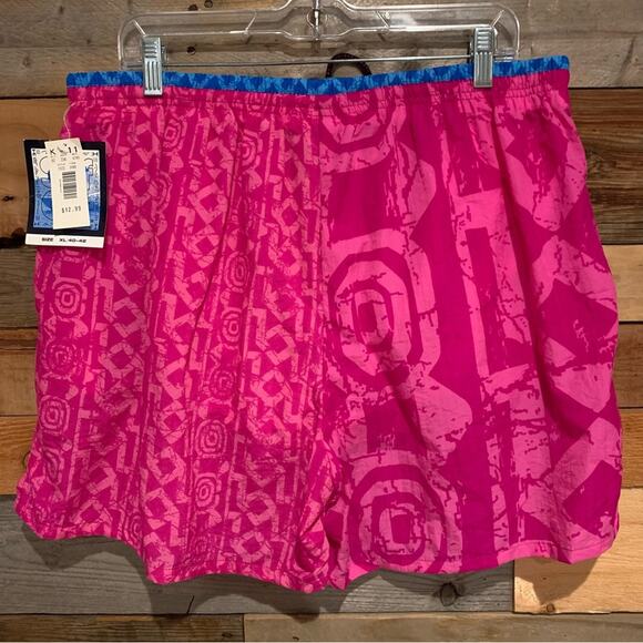 VINTAGE NWT Deadstock Surf Gear Neon 80's Swim Trunks Pink/Blue Size XL 40-42 - Picture 10 of 10